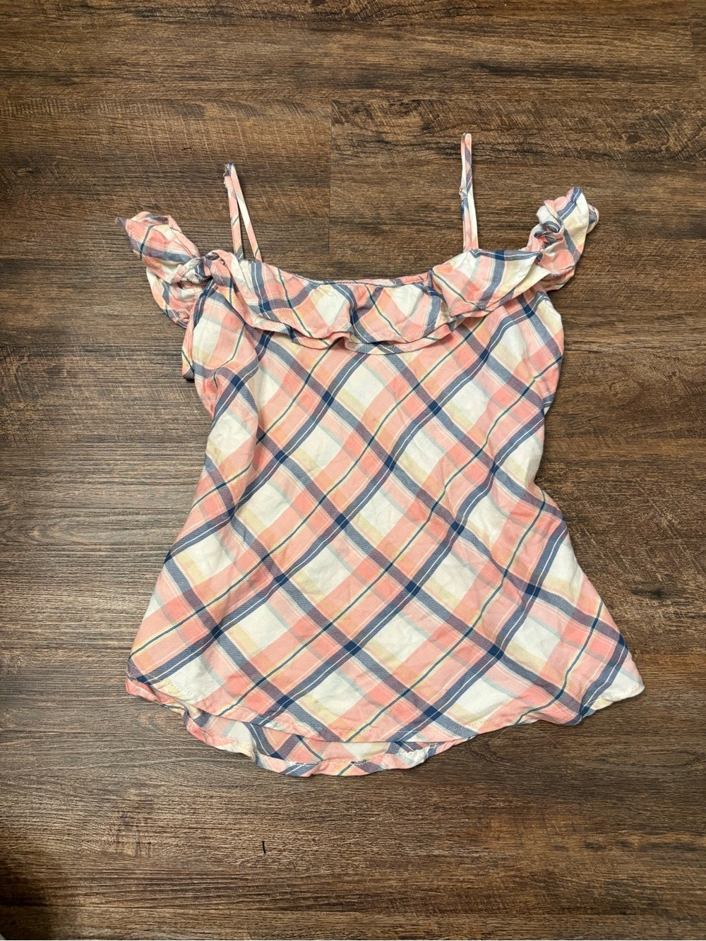 Women’s VINTAGE Hollister Pink Plaid Ruffle Cami Top